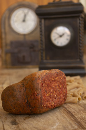 ingredients to prepare pasta with Calabrian ndujaの写真素材