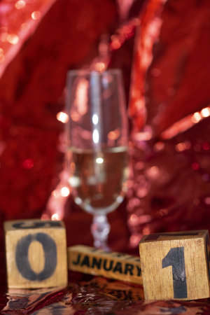 New Year text made with wooden cube