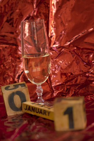 New Year text made with wooden cube