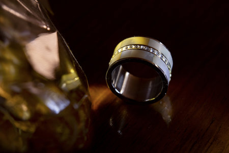 old family ring with small precious stonesの写真素材