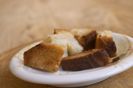 grilled bread toast for a soup