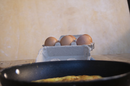 eggs placed in the appropriate cardboard container to prepare an omelet