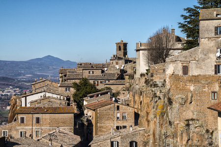 a view of a foreshortening of the historic center of the city of Orvieto, Italyの写真素材