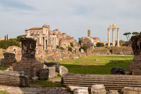 A glimpse inside the Roman Forum in the city of Rome, Italy