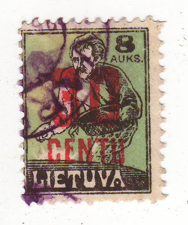 the image of a sower on a green brand, price 8の写真素材