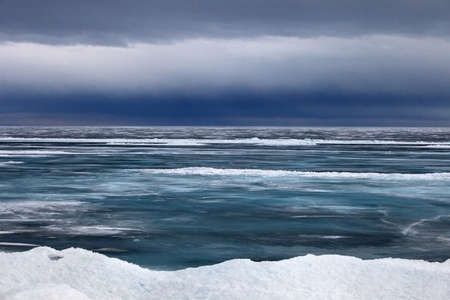 the rain in April on lake Baikal