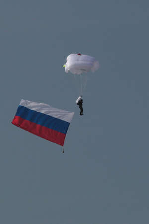speech by paratroopers during celebrations in Rostov-on-donの写真素材