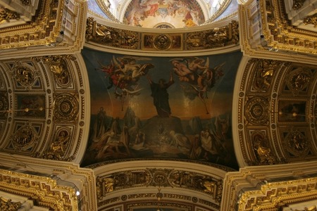 St. Petersburg, view of the interior of St. Isaac's Cathedral after restorationのeditorial素材
