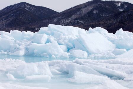 hummocks lake Baikal at the boundary of the Barguzinの写真素材