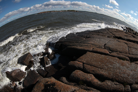 North Russia, White sea, the granite shore of the islandの写真素材
