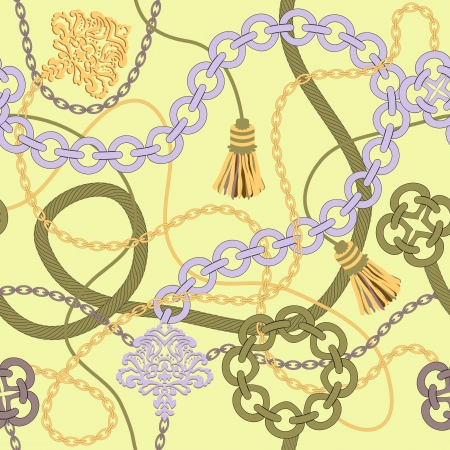 Gold chain seamless on  red background.Vector illustrationのイラスト素材