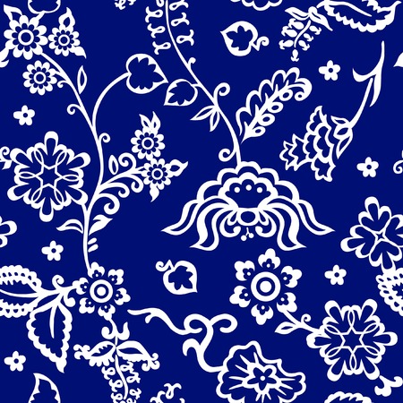 Damask vintage floral seamless pattern background, vector illustration.のイラスト素材