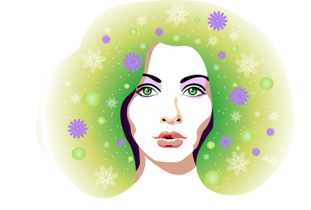 Spring girl with flower Vector illustrationのイラスト素材