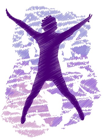 Abstract silhouette of jumping girl Vector illustrationのイラスト素材