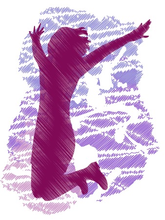 Abstract silhouette of jumping girl Vector illustrationのイラスト素材