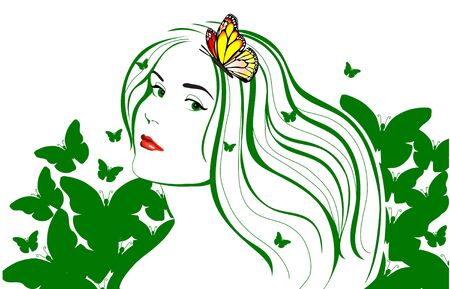 Female background  Portrait of young woman  Vector illustrationのイラスト素材