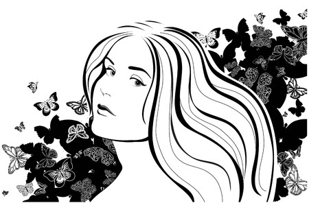 Female background  Portrait of young woman  Vector illustrationのイラスト素材