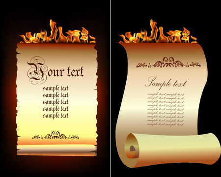 Illustration of old paper scrolls   Vector eps 10 illustration のイラスト素材