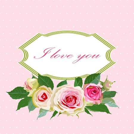 Floral Background with Vintage Label  のイラスト素材