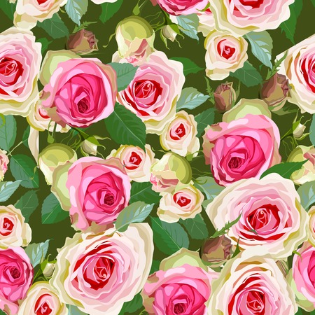 Luxurious color seamless pattern with roses illustration.のイラスト素材