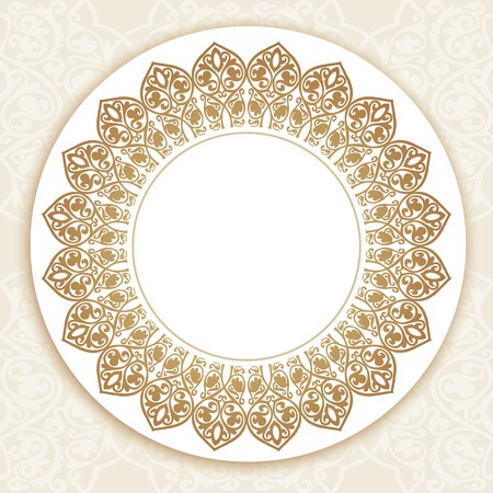 Floral round  border on seamless background.のイラスト素材