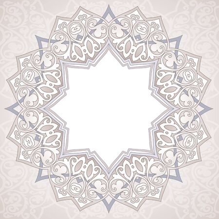 Floral round  border on seamless background.のイラスト素材