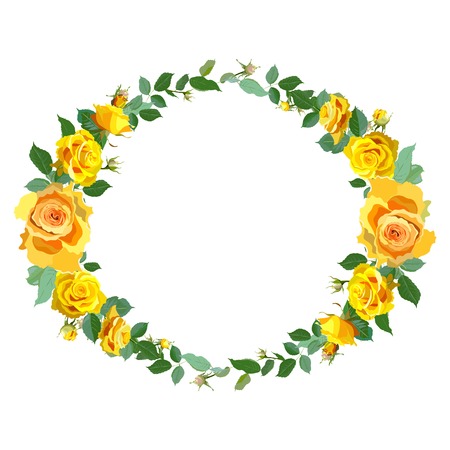 Wreath Background with Yellow Roses.のイラスト素材