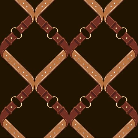 Seamless background with gold chains, belt,rope, grid. Abstract pattern in nautical style. Marine motifs ornament. Idea for material, textile, fabric design. Black, gold textureのイラスト素材