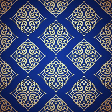 Damask luxury seamless background. Filigree oriental ornament. Decorative l pattern in mosaic ethnic style.Arabian motifs. Idea for design textile, material, fabric, wallpaper Vector illustrationのイラスト素材
