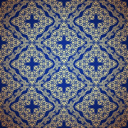 Damask luxury seamless background. Filigree oriental ornament. Decorative pattern in mosaic ethnic style. Arabian motifs. Idea for design textile, material, fabric, wallpaper Vector illustrationのイラスト素材