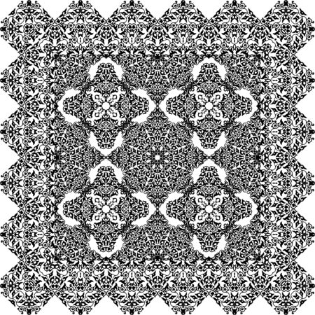 Damask luxury seamless background. Filigree oriental ornament. Decorative pattern in mosaic ethnic style. Arabian motifs. Idea for design textile, material, fabric, wallpaper Vector illustrationのイラスト素材