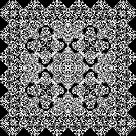 Damask luxury seamless background. Filigree oriental ornament. Decorative pattern in mosaic ethnic style. Arabian motifs. Idea for design textile, material, fabric, wallpaper Vector illustrationのイラスト素材