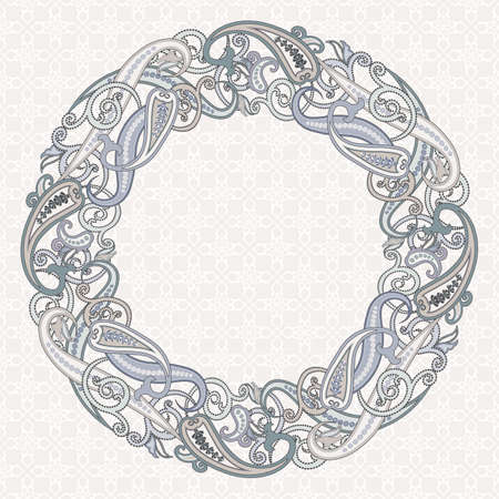 Decorative round frame with paisley.のイラスト素材