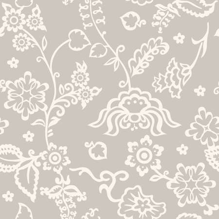 Floral Beige Seamless Pattern With Chrysanthemum.のイラスト素材