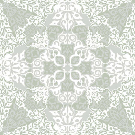 Vintage Background Traditional Ottoman motifs.Decorative silver seamless pattern in mosaic ethnic style.Vector illustrationのイラスト素材