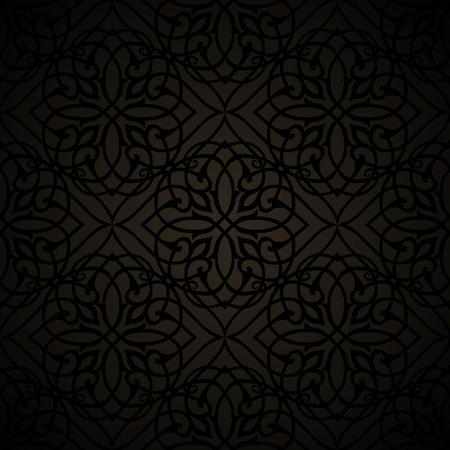 Black ornamental seamless pattern background in Arabian style.のイラスト素材