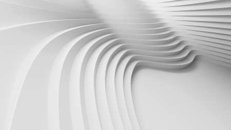 3D white abstract background, made of curve stairs. Looks like a musuem.の写真素材