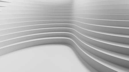 3D white abstract background, made of curve stairs. Looks like a musuem.の写真素材
