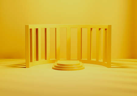 Abstract 3d render, composition composition, blue background design with pink and blue gradient on geometric shapesの写真素材