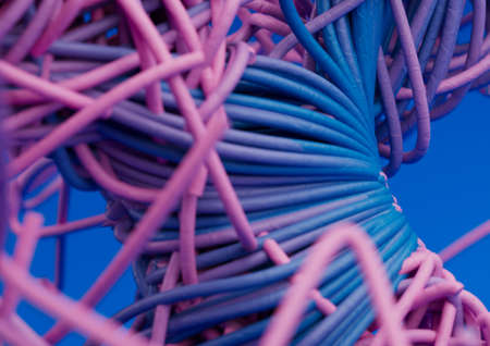 Abstract 3d render, composition composition, blue background design with pink and blue gradient on...