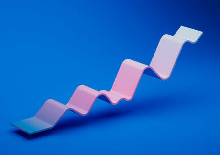 Abstract 3d render, composition composition, blue background design with pink and blue gradient on geometric shapesの写真素材
