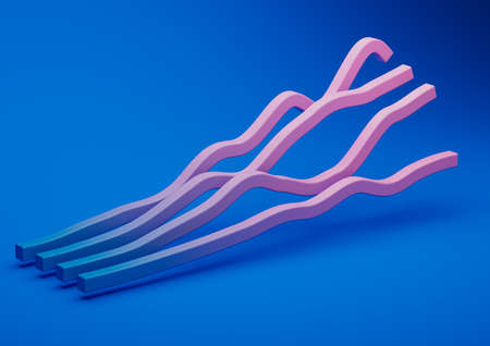 Abstract 3d render, composition composition, blue background design with pink and blue gradient on geometric shapesの写真素材
