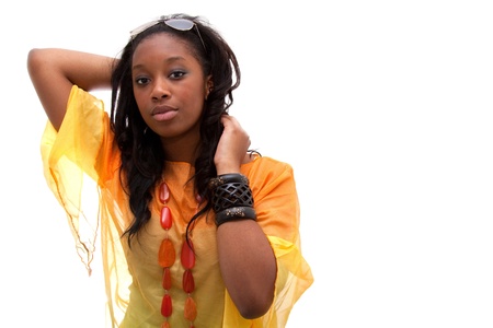 Young beautiful  african american woman lookingの写真素材