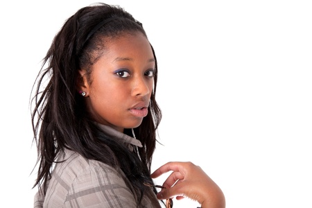 Young beautiful  african american woman lookingの写真素材