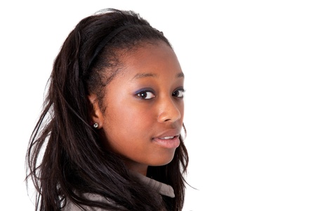 Young beautiful  african american woman lookingの写真素材