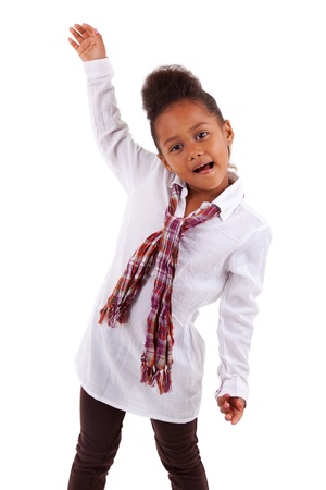 Cute little African Asian girl,  over white backgroundの写真素材