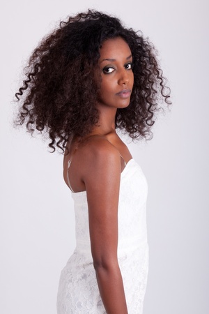 Portrait of a young beautiful African American womanの写真素材
