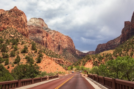 Road through Zion national Park in Utah, USAの写真素材