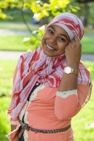 Outdoor Portrait of young indian teenage girlの写真素材