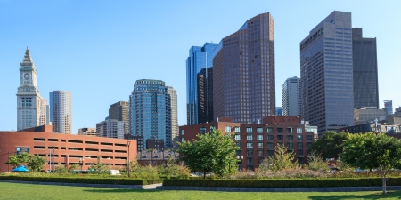 Skyline of the financial district of Boston, Massachusetts - USAの写真素材